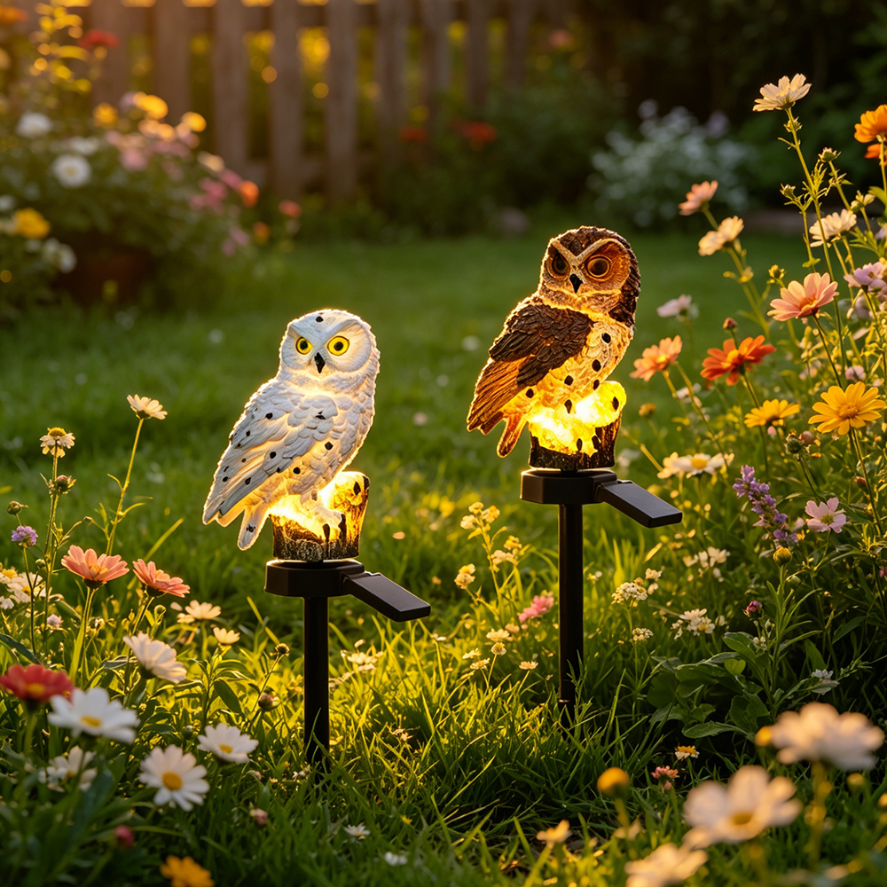Farming For Agriculture - Owl Solar Light, Resin Owl Ground